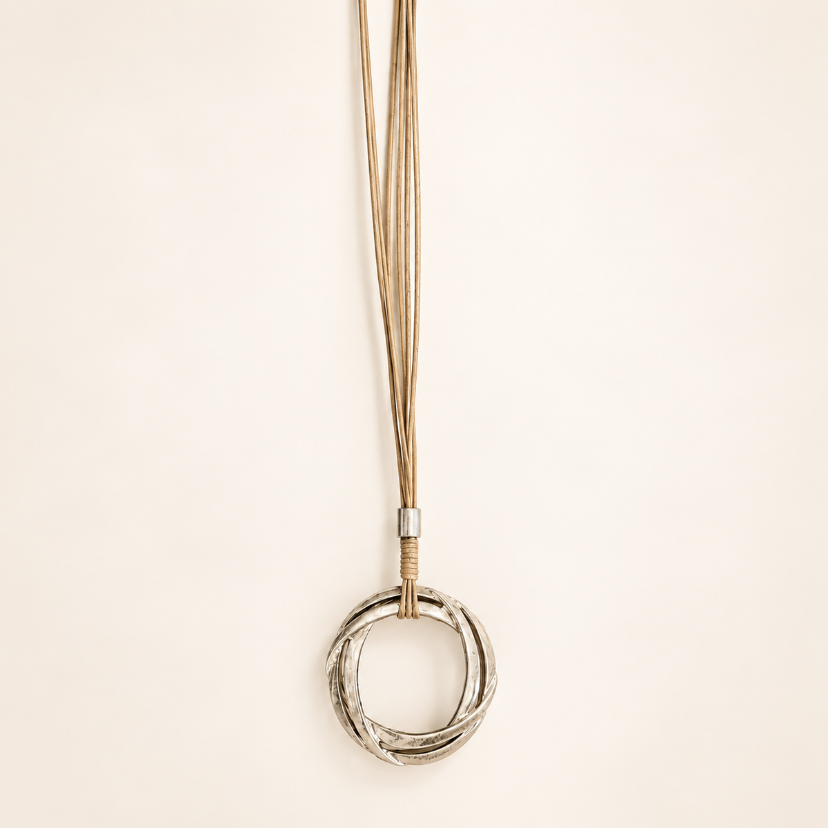 Collar Composición Largo Cafés Dorados-Plateados